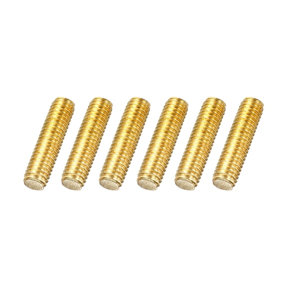 Uxcell 6Pack M6x25mm Fully Threaded Rod, Brass Right Hand All Thread Screw Studs for Furniture Assembly Fastening, 1mm Pitch