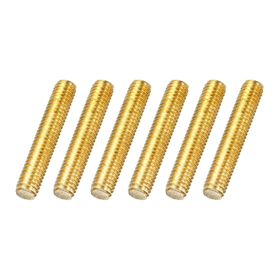 Uxcell 6Pack M6x30mm Fully Threaded Rod, Brass Right Hand All Thread Screw Studs for Furniture Assembly Fastening, 1mm Pitch