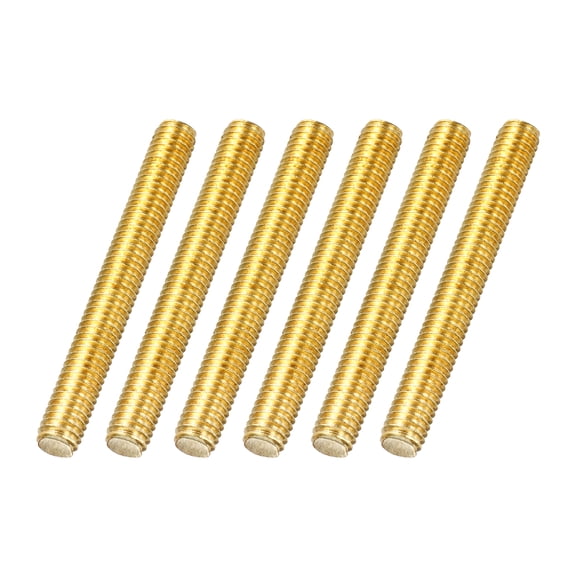 Uxcell 6Pack M6x50mm Fully Threaded Rod, Brass Right Hand All Thread Screw Studs for Furniture Assembly Fastening, 1mm Pitch