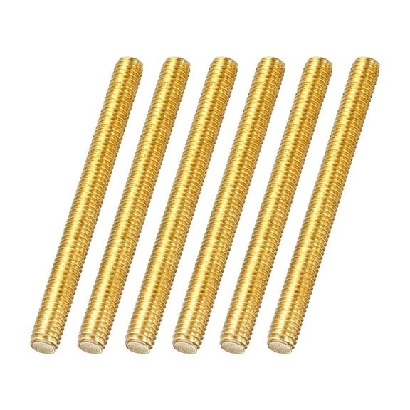 Uxcell 6Pack M6x70mm Fully Threaded Rod, Brass Right Hand All Thread Screw Studs for Furniture Assembly Fastening, 1mm Pitch