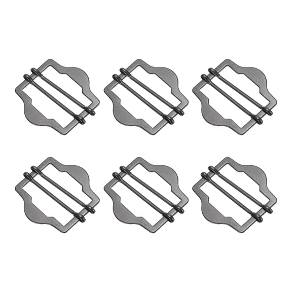 Uxcell 6Pack Metal Adjuster Slide Buckles, 30mm Webbing Strap Roller Pin Clip (Black)