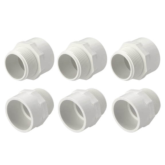 Uxcell 6Pack PVC Male Pipe Fittings Adapter 1 1/4" NPT Male Thread x Socket, Schedule 40 PVC Coupling Straight Pipe Connector, High-Flow Capacity for Plumbing, Irrigation, Pool, Sprinkler