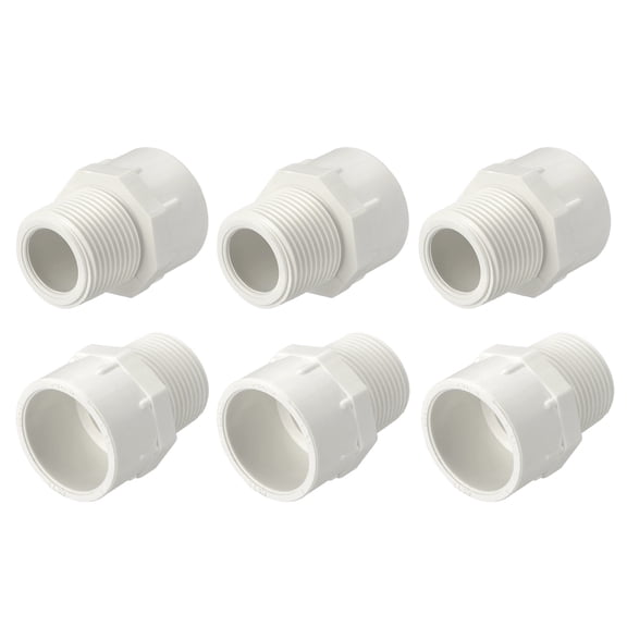 Uxcell 6Pack PVC Male Pipe Fittings Adapter 1" NPT Male Thread x Socket, Schedule 40 PVC Coupling Straight Pipe Connector, High-Flow Capacity for Plumbing, Irrigation, Pool, Sprinkler