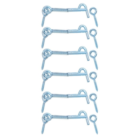 Uxcell 6 Pack Silver Safety Hook and Eye Latch 2.5" Iron Gate Hook and Eye Latch with Spring Lock