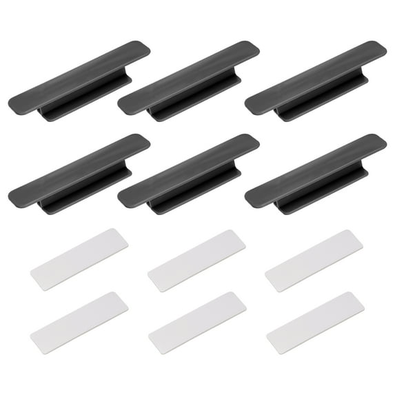 Uxcell 6Pack Self Stick Handles, Black Plastic Self Adhesive Instant Drawer Pulls for Dresser(110mm/4.33" Length)
