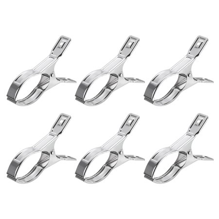 Uxcell 6Pack Stainless Steel Clothespins Beach Towel Clips Windproof Laundry Pegs 140mm