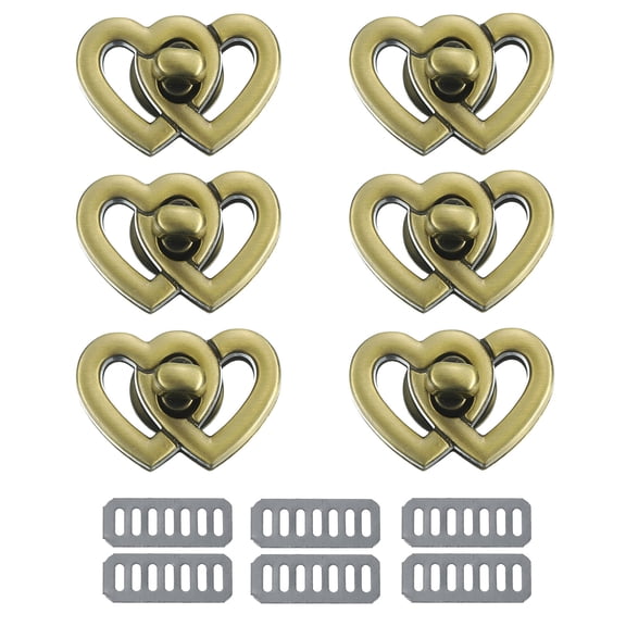 Uxcell 6Pack Twist Turn Locks Aluminum Alloy Double Heart Turn Lock Clasp, Bronze