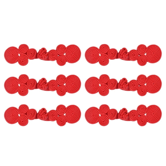 Uxcell 6Pairs Chinese Knots Frog Buttons Closure Red 2.76x0.98", Sewing Buttons Fasteners for DIY Sewing Coats Cloak Sweater Bridal Costume Outfit