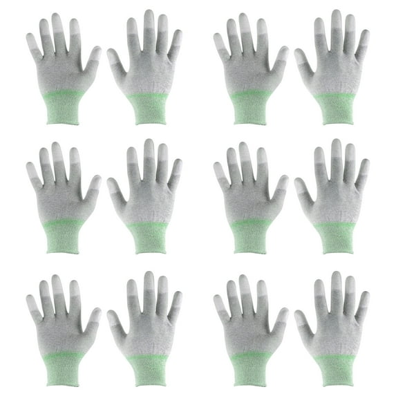 Uxcell 6Pairs ESD Anti Static Gloves 20cm High Resistance Carbon Fiber Computer Gloves(Medium), Green
