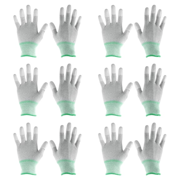 Uxcell 6Pairs ESD Anti Static Gloves 20cm Thickened High Resistance Carbon Fiber Computer Gloves(Medium), Green