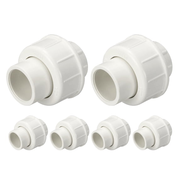 Uxcell 6Pcs 1/2" Union Coupling Pipe Fitting, SCH40 (Socket x Socket) Furniture Grade Slip Union Coupling Adapter for Pipe Connection, Hose Extension