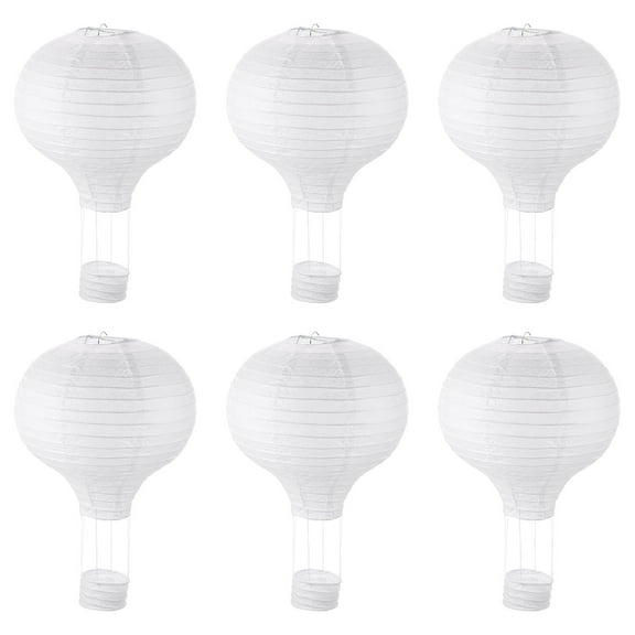 Uxcell 6Pcs 14x12in Rainbow Hot Air Balloon Paper Lantern, White