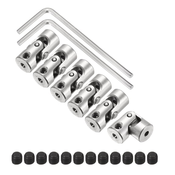 Uxcell 6Pcs 2.3mm to 2.3mm ID Steering Universal Joint Shaft Coupling, SAE 1045 steel 45Degree Rotatable Joints Coupler with Screws Wrench Set for Model Car Ship Drive Shaft Motor