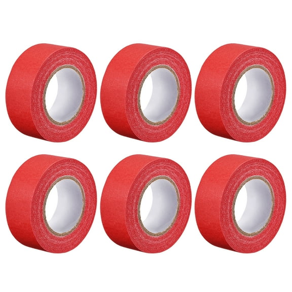 Uxcell 6Pcs 25mm 1 inch Wide 20m 21 Yards Masking Tape Multi Surface Use Painters Tape Rolls Clean Easy Removal Red