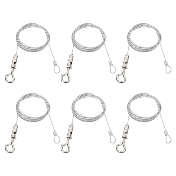 Uxcell 6 Sets 2m x 1.5mm Heavy Duty Adjustable Picture Hanging Wire Kit with Loop