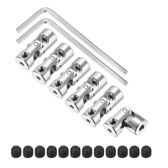 Uxcell 6Pcs 2mm to 3mm ID Steering Universal Joint Shaft Coupling, SAE 1045 steel 45Degree Rotatable Joints Coupler with Screws Wrench Set for Model Car Ship Drive Shaft Motor