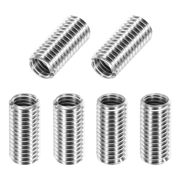 Uxcell 6Pcs 316 Stainless Steel Thread Reducing Nuts, M10x1.5 Male to M8x1.25 Female 20mm Long Metric Repairing Insert Nut Screw Threaded Adapters Sleeve Reducer Conversion Fastener