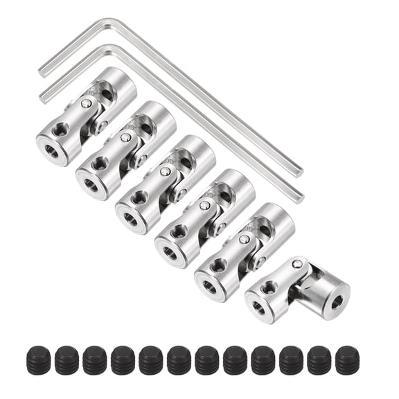 Uxcell 6Pcs 3mm to 3mm ID Steering Universal Joint Shaft Coupling, SAE 1045 steel 45Degree Rotatable Joints Coupler with Screws Wrench Set for Model Car Ship Drive Shaft Motor