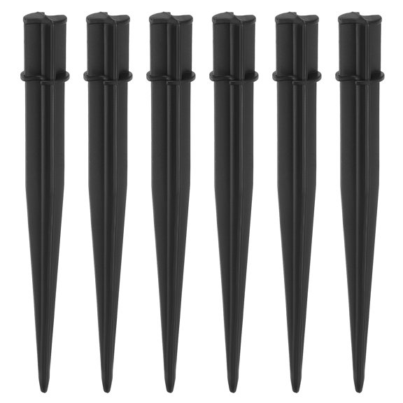 Uxcell 6Pcs 4.7" Solar Light Spikes (Head Mounting Dia 0.48"), Black, ABS Plastic Reinforced Ground Stakes Replacement Stakes for Outdoor Solar Lights Garden Torch Pathway Landscape Lamps