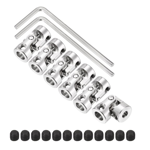 Uxcell 6Pcs 4mm to 6mm ID Steering Universal Joint Shaft Coupling, SAE 1045 steel 45Degree Rotatable Joints Coupler with Screws Wrench Set for Model Car Ship Drive Shaft Motor