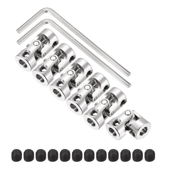 Uxcell 6Pcs 5mm to 5mm ID Steering Universal Joint Shaft Coupling, SAE 1045 steel 45Degree Rotatable Joints Coupler with Screws Wrench Set for Model Car Ship Drive Shaft Motor