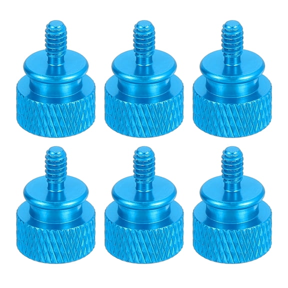 Uxcell 6Pcs 6#-32 UNC 12x16mm(ODxH) Aluminum Thumb Screws for Pc Side Panel, Light Blue