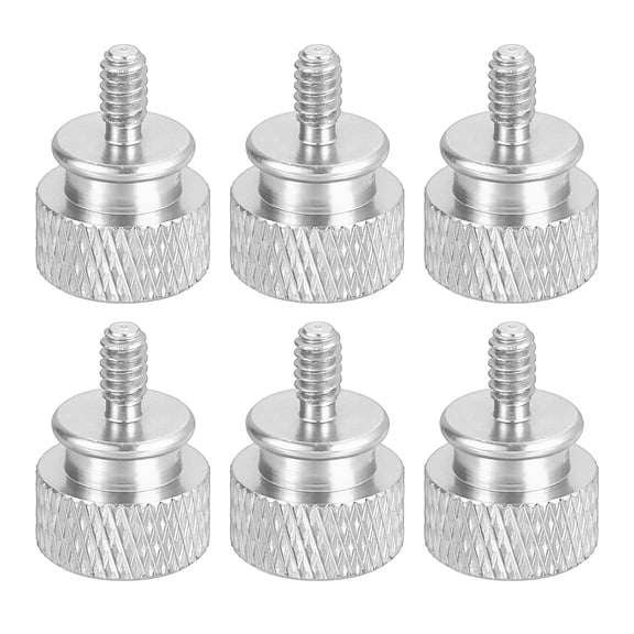 Uxcell 6Pcs 6#-32 UNC 12x16mm(ODxH) Aluminum Thumb Screws for Pc Side Panel, Silver