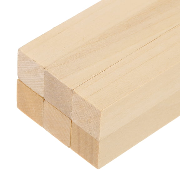 Uxcell 6Pcs Basswood Sticks, 13/16" x 13/16" x 4" Square Wooden Dowel Rods Strips Craft Natural Wood Trim Slats Lumber for DIY Painting Decoration Model Projects Whittling Hand Carved