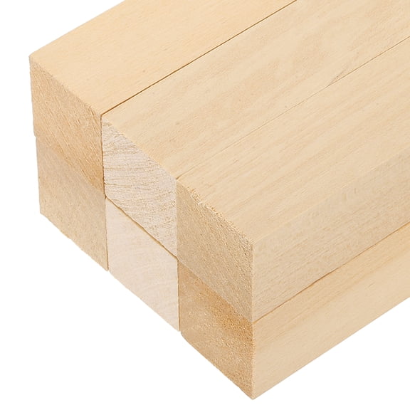 Uxcell 6Pcs Basswood Sticks, 2" x 2" x 4" Square Wooden Dowel Rods Strips Craft Natural Wood Trim Slats Lumber for DIY Arts Painting Decoration Model Projects Whittling Hand Carved
