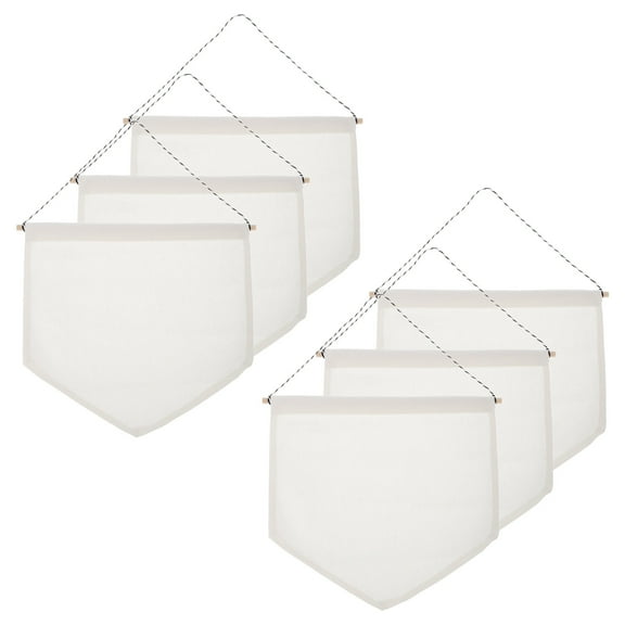 Uxcell 6Pcs Blank Canvas Banner, Wall Decorative DIY Wall Display Hanging Flags, White