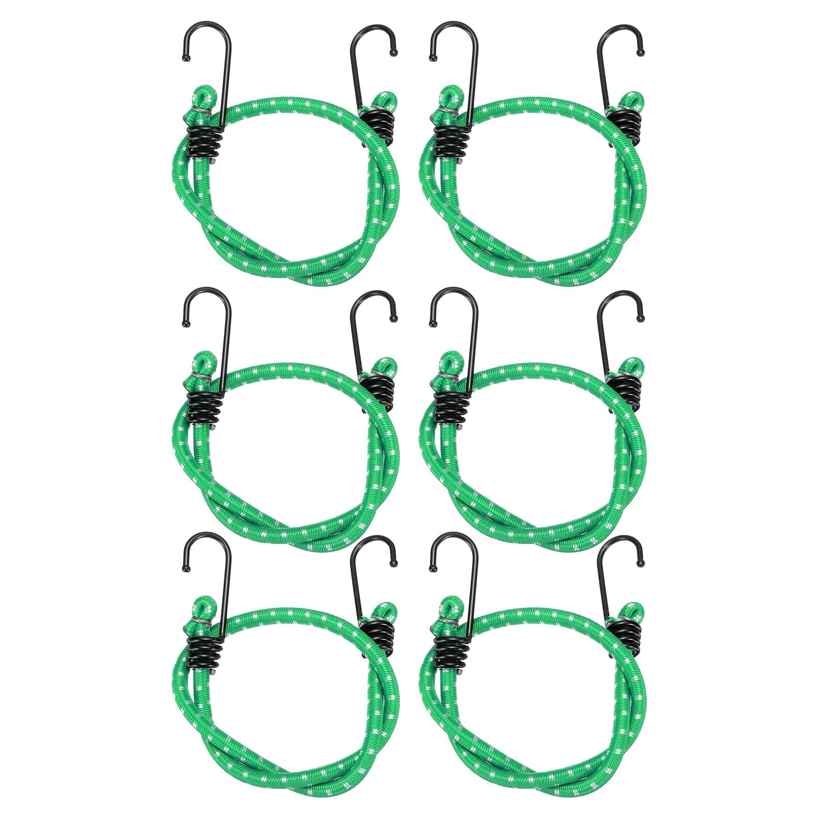 Uxcell 6Pcs Bungee Cord with Hooks 24" Rubber Bungee Cords for Outdoor Camping Straps, Green