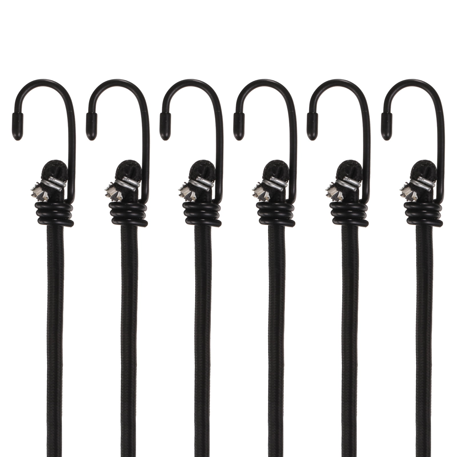 Uxcell 6Pcs Bungee Cord with Hooks 32" Rubber Bungee Cords for Outdoor Camping Straps, Black