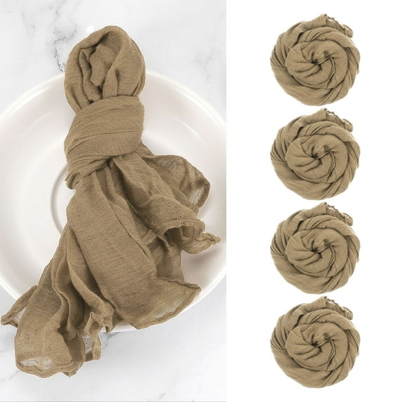 Uxcell 6Pcs Cheesecloth Napkins, 20x20 Inch Brown Rustic Dinner Napkins for Wedding Table Decor