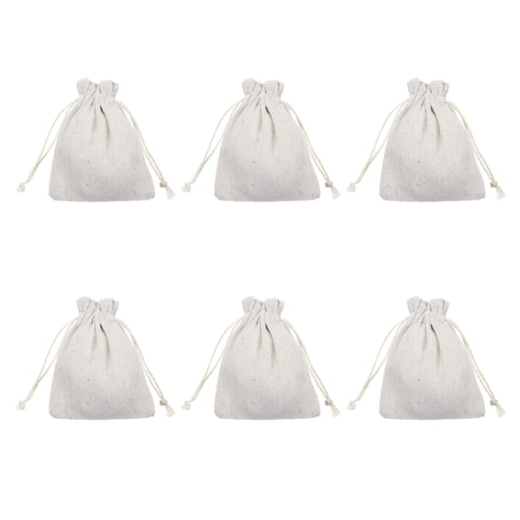 Uxcell 6Pcs Coin Sacks Bag, 4.7 x 4" Canvas Coin Money Cash Bag Drawstring Bank Coin Deposit Change Transit for Cash Sorting Storage, Raw Edge Linen