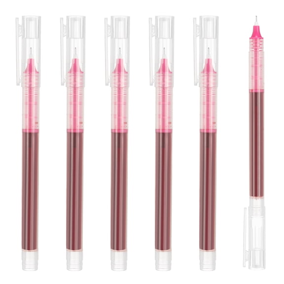 Uxcell 6Pcs Colored Gel Ink Pens, 0.5mm Extra Fine Point Smooth Writing Quick Drying Liquid Ink Rollerball Pens, Pink