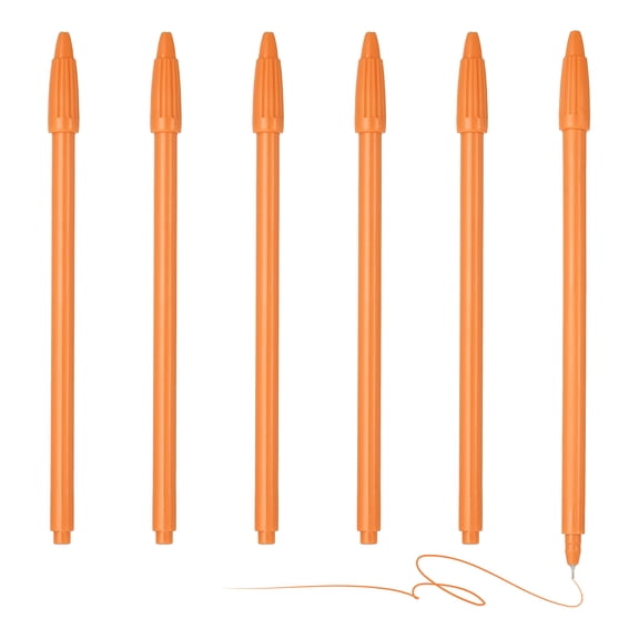 Uxcell 6Pcs Colored Gel Ink Pens, 0.5mm Orange Gel Ink Ballpoint Pens Fine Point Smooth Writing for Journaling Notebook Office Stationery Drawing Teachers, Orange