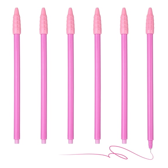 Uxcell 6Pcs Colored Gel Ink Pens, 0.5mm Pink Gel Ink Ballpoint Pens Fine Point Smooth Writing for Journaling Notebook Office Stationery Drawing Teachers, Pink