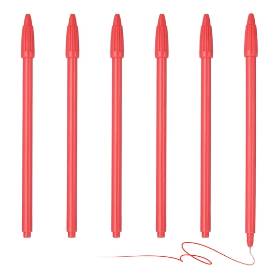 Uxcell 6Pcs Colored Gel Ink Pens, 0.5mm Red Gel Ink Ballpoint Pens Fine Point Smooth Writing for Journaling Notebook Office Stationery Drawing Teachers, Red