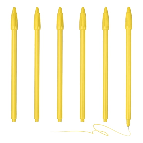 Uxcell 6Pcs Colored Gel Ink Pens, 0.5mm Yellow Gel Ink Ballpoint Pens Fine Point Smooth Writing for Journaling Notebook Office Stationery Drawing Teachers, Yellow