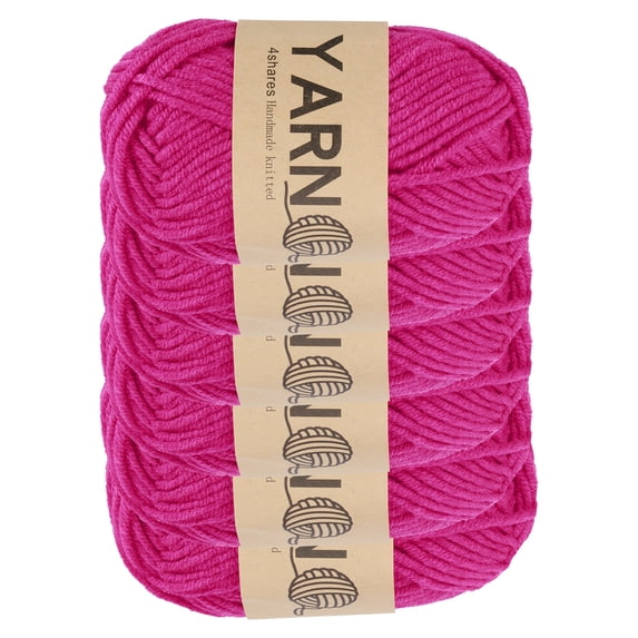 Uxcell 6Pcs Crocheting Yarn, 1.8mm Rose Red 5 Ply Acrylic Yarn 150g Sport Weight Yarns Bulk Soft and Fluffy Yarns for Knitting DIY Crochet Handicraft Blankets Gift, 328 Yards Total