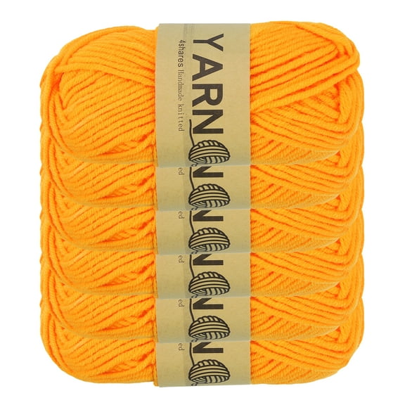 Uxcell 6Pcs Crocheting Yarn, 2mm Yellow 100% Acrylic Yarn 150 g/5.3 oz Sport Weight Yarns Bulk Soft and Fluffy Yarns for Knitting DIY Crochet Crafts Blankets Gift,328 Yards Total