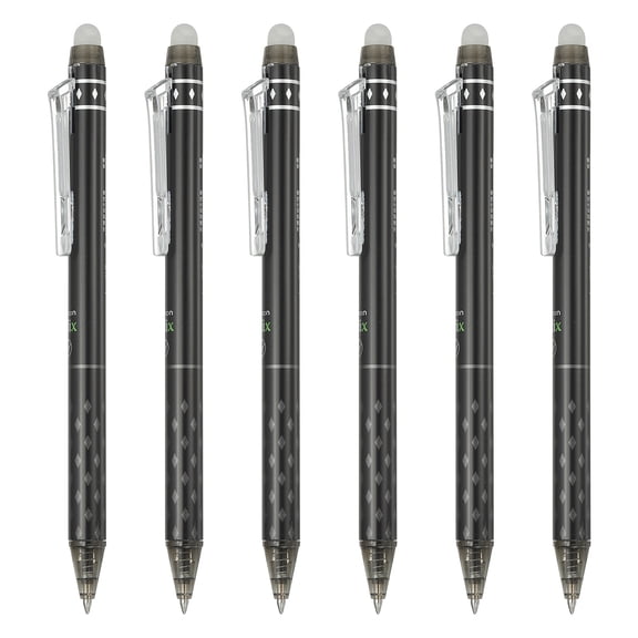 Uxcell 6Pcs Erasable Gel Pens, 0.5mm Retractable Fine Point Heat Erasable Marking Pen Smooth Writing Fabric Markers for Sewing Drawing Writing Planner, Black