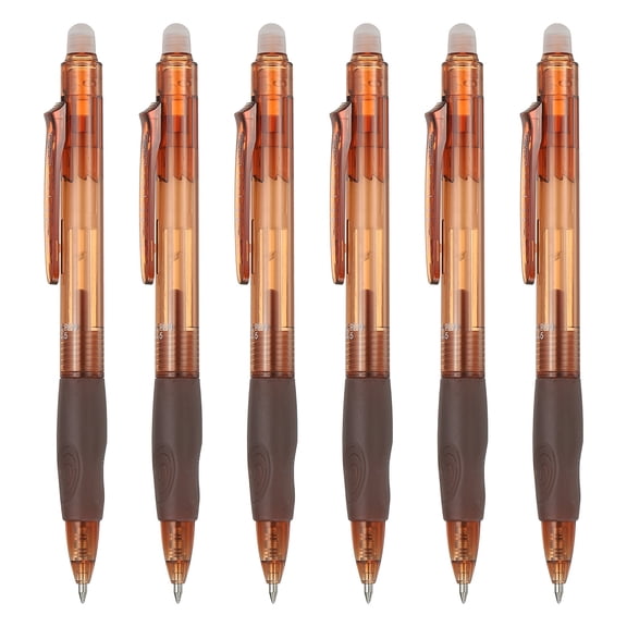 Uxcell 6Pcs Erasable Gel Pens, 0.5mm Retractable Fine Point Heat Erasable Marking Pen Smooth Writing Fabric Markers for Sewing Drawing Writing Planner, Brown Ink