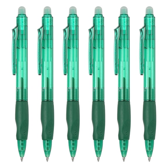Uxcell 6Pcs Erasable Gel Pens, 0.5mm Retractable Fine Point Heat Erasable Marking Pen Smooth Writing Fabric Markers for Sewing Drawing Writing Planner, Green Ink