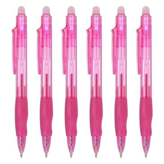 Uxcell 6Pcs Erasable Gel Pens, 0.5mm Retractable Fine Point Heat Erasable Marking Pen Smooth Writing Fabric Markers for Sewing Drawing Writing Planner, Light Pink Ink