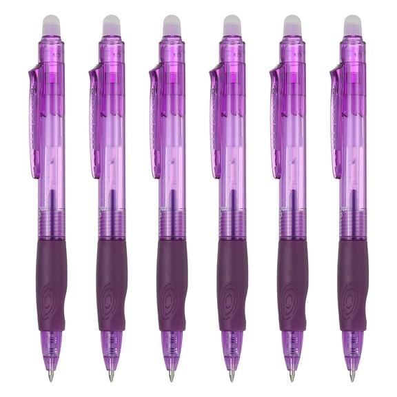 Uxcell 6Pcs Erasable Gel Pens, 0.5mm Retractable Fine Point Heat Erasable Marking Pen Smooth Writing Fabric Markers for Sewing Drawing Writing Planner, Purple Ink