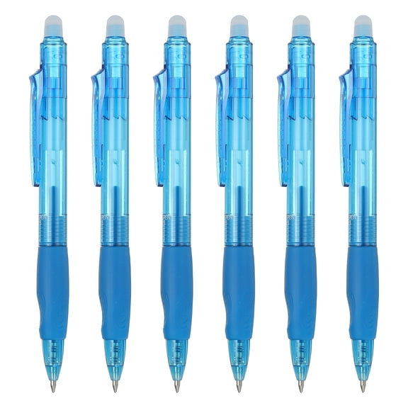 Uxcell 6Pcs Erasable Gel Pens, 0.5mm Retractable Fine Point Heat Erasable Marking Pen Smooth Writing Fabric Markers for Sewing Drawing Writing Planner, Sky Blue Ink