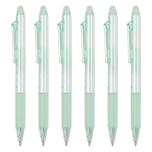 Uxcell 6Pcs Erasable Gel Pens, 0.7mm Glitter Retractable Fine Point Heat Erasable Scented Pens Smooth Writing Markers with Strawberry Scent for Scrapbooking Painting Writing, Light Green