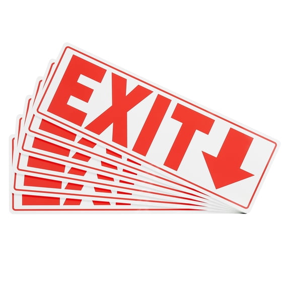 Uxcell 6Pcs Exit Signs with Down Arrow Signs Stickers,11.8x3.93 Inch Vinyl Self-Adhesive Sticker Paper for Indoor Outdoor Business Office Warehouse Workplace Stores,Red