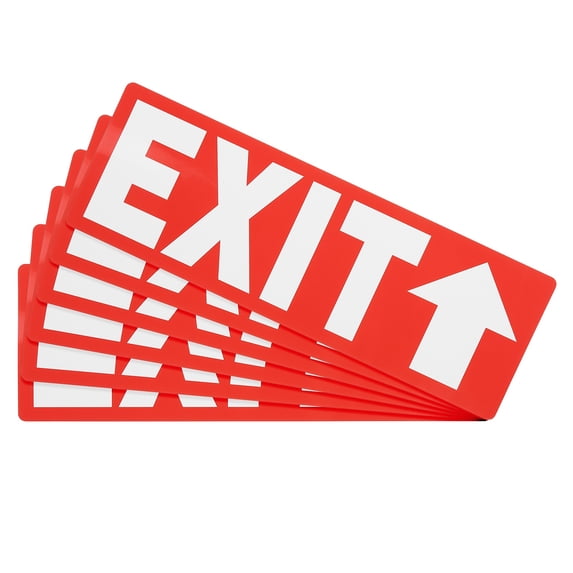 Uxcell 6Pcs Exit Signs with Up Arrow Signs Stickers,11.8x3.93 Inch Vinyl Self-Adhesive Sticker Paper for Indoor Outdoor Business Office Warehouse Workplace Stores,White
